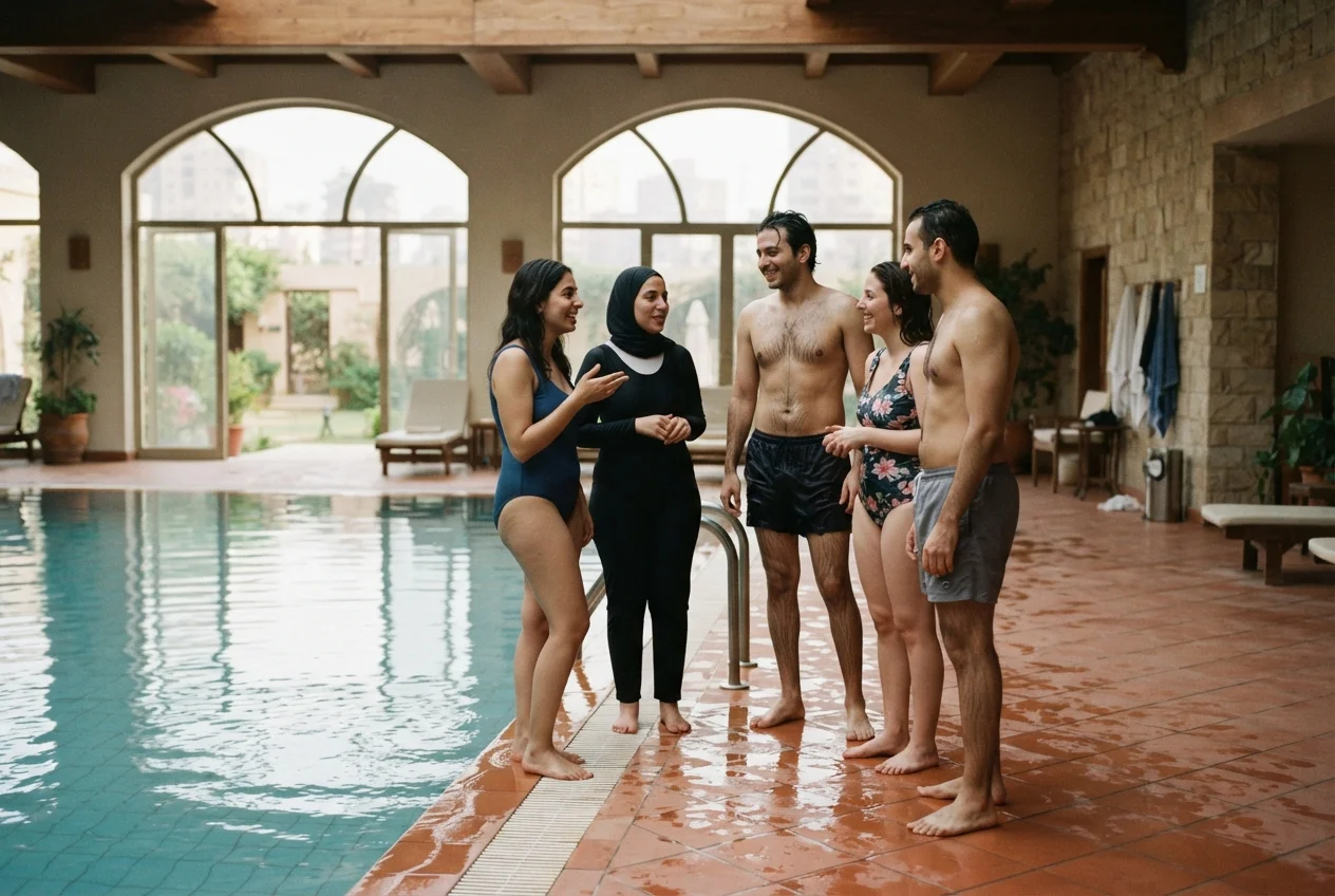 صورة توضح تحسين تقنية التمرير والاستقبال بين لاعبي السباحة